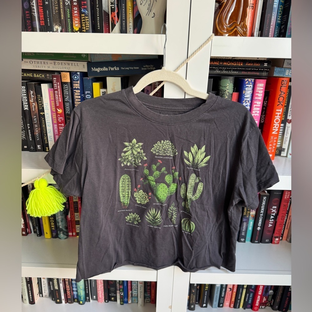 Fifth Sun grey cactus plant graphic cropped cotton tee shirt T-shirt top